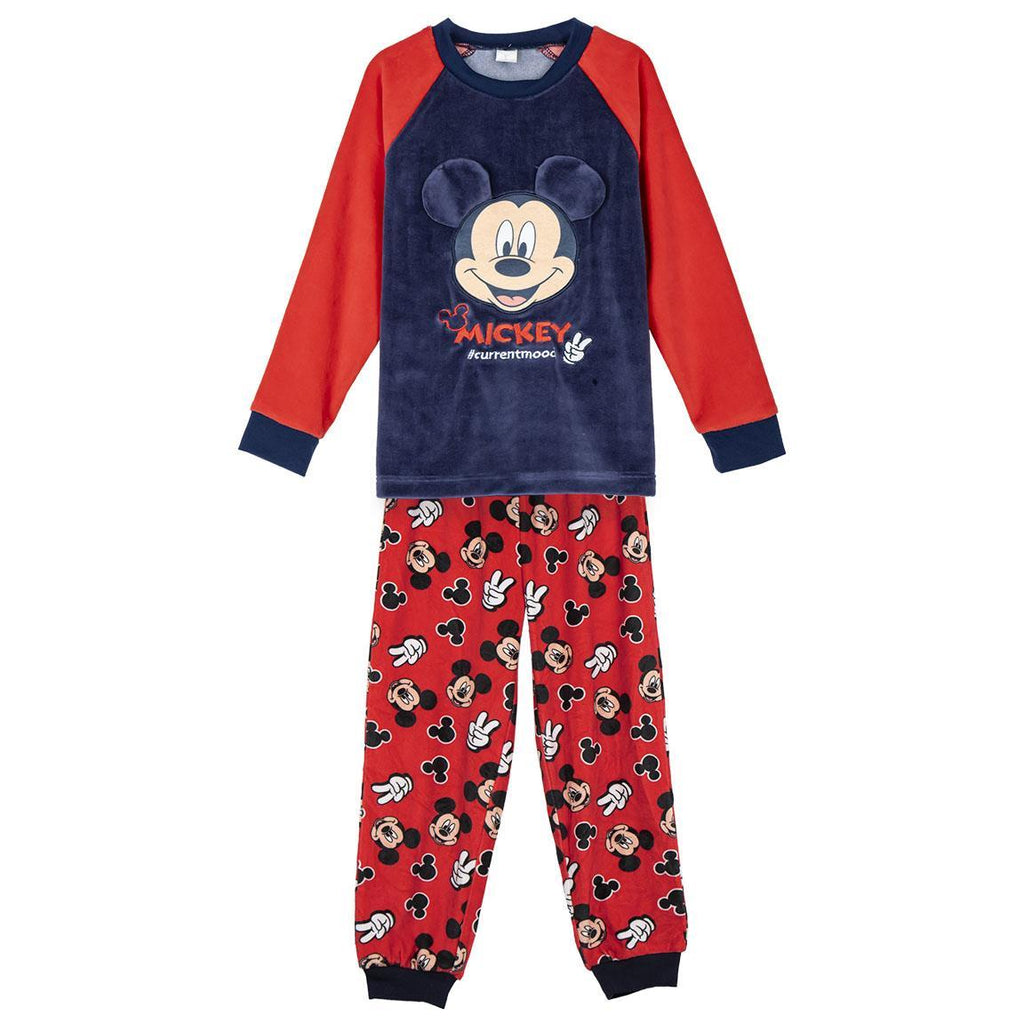 Pijama largo coral fleece aplicaciones mickey