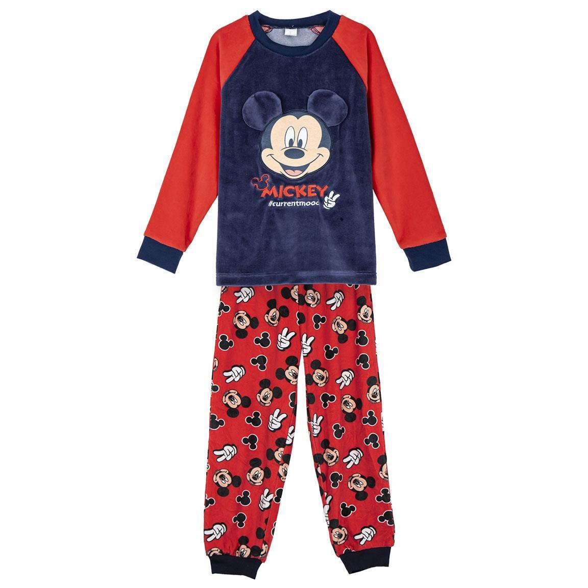 Pijama largo coral fleece aplicaciones mickey
