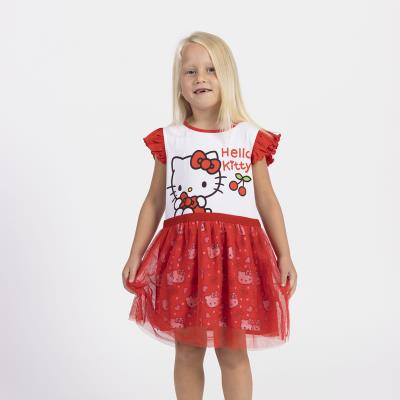 Vestido single jersey fantasia hello kitty