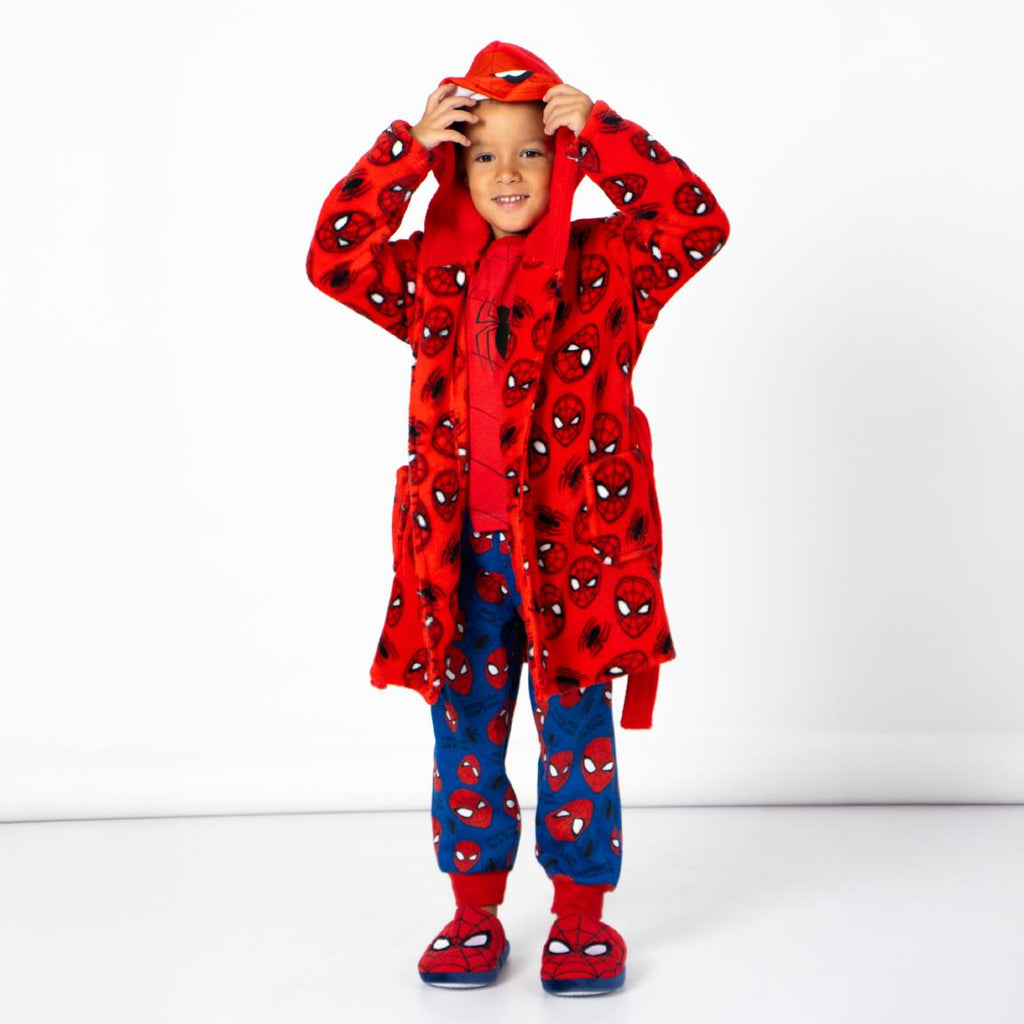 Batín coral fleece aplicaciones spiderman