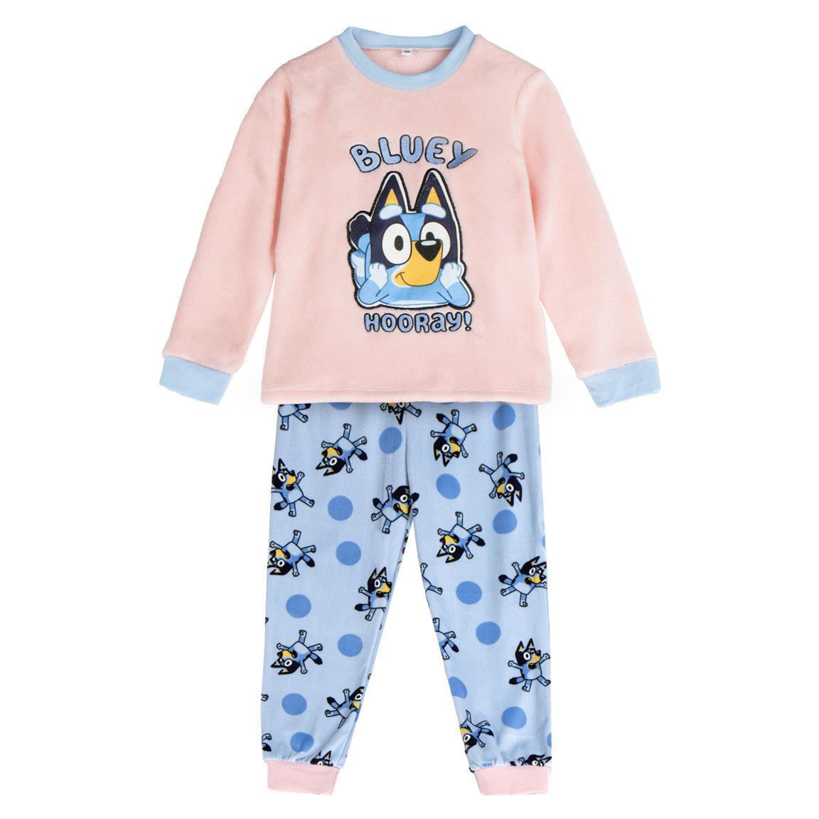 Pijama largo coral fleece aplicaciones bluey