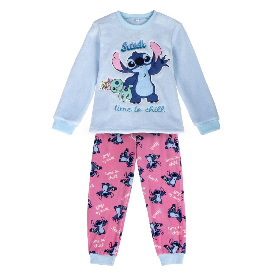 Pijama largo coral fleece aplicaciones stitch