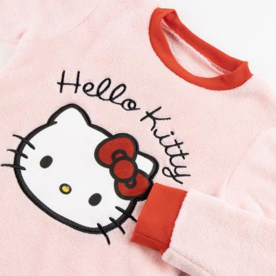 Pijama largo coral fleece aplicaciones hello kitty