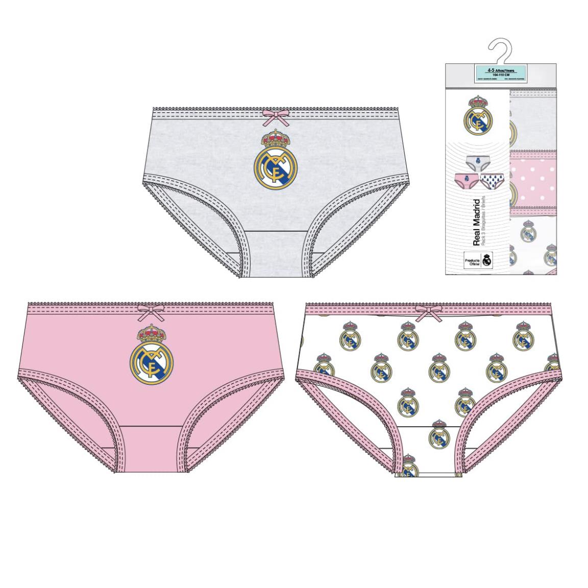 Pack braguitas single jersey 3 piezas real madrid