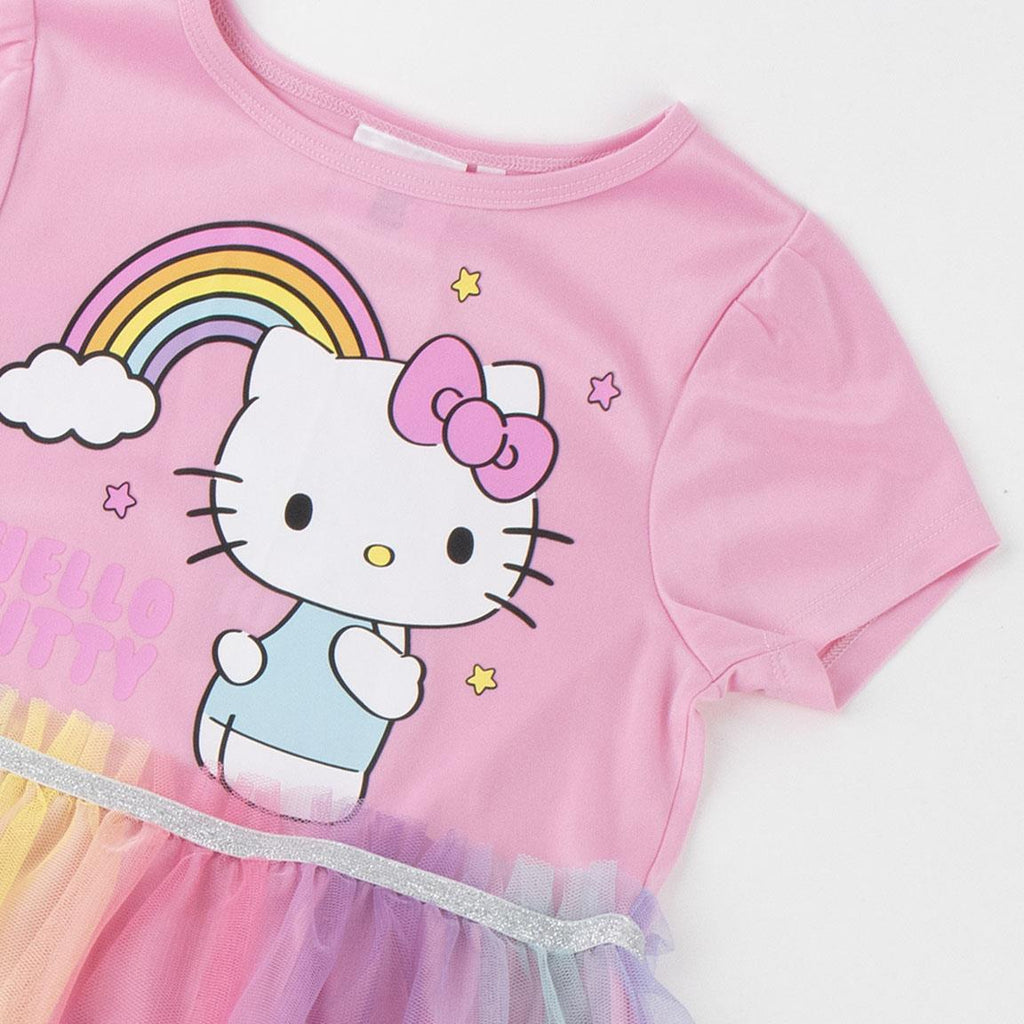 Vestido single jersey fantasia hello kitty