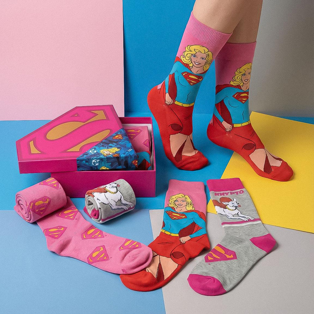 Pack calcetines 3 piezas superman supergirl