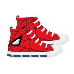 Zapatilla Loneta Suela Pvc Con Luces Alta Spiderman